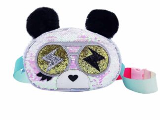 Riñonera Cresko Panda rock Lentejuelas Reversibles Con Orejas Plateada Moda Fashion Niñas Adolescentes Brillosa Holográfica Venta Por Mayor Mayorista