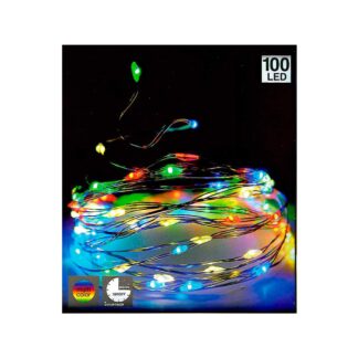 100 Luces Led Multicolor Tira A Pila Cable Plateado Ideal Para Arbol Arbolito De Navidad Decoración Terraza Balcón Luz Venta Por Mayor Mayorista