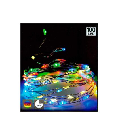 100 Luces Led Multicolor Tira A Pila Cable Plateado Ideal Para Arbol Arbolito De Navidad Decoración Terraza Balcón Luz Venta Por Mayor Mayorista