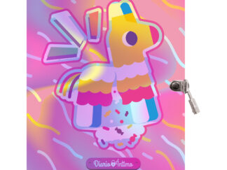 Diario Intimo Infantil Holográfico Llama Con Candado Y Stickers Ry