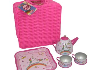 Juego Set De Té De Unicornio En Canasta De Mimbre 7 Piezas Cresko