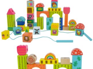 Bloques De Madera De Animales Con Hilo Para Enhebrar Top Bright