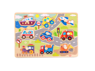Rompecabezas De Vehículos Con Ayuda De Madera Tooky Toy