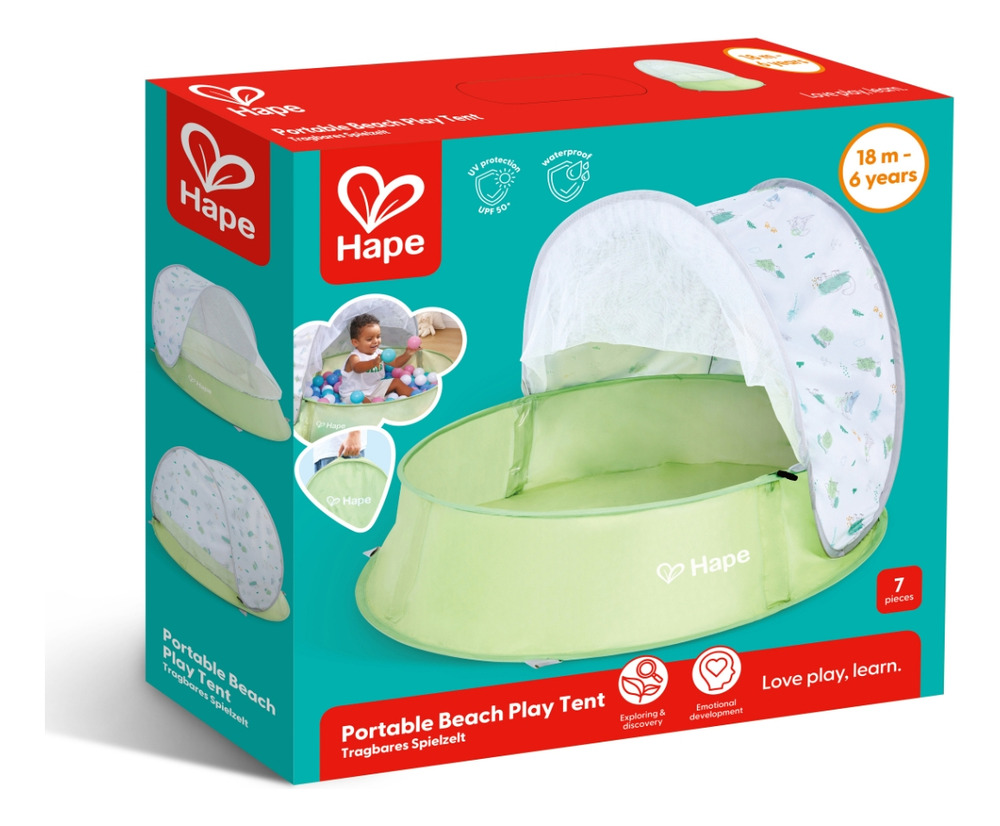 Carpa Portátil De Playa Para Juegos Hape Con Protección Uv Verde Claro - Imagen 7