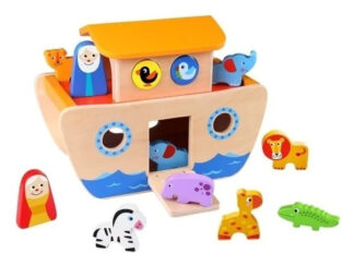 Arca De Noe Con Animales De Madera Tooky Toy Juego Juguete Multicolor