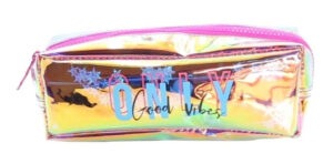 Cartuchera Tubo Holográfica Con Glitter Good Vibes Cresko Glitter