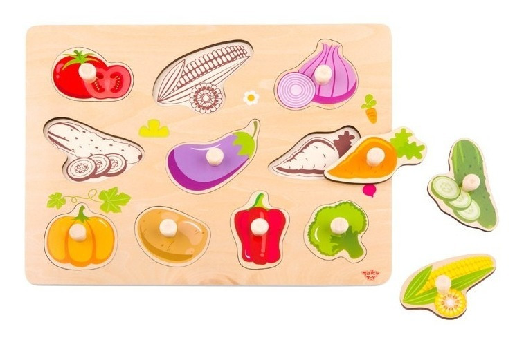 Puzzle Rompecabezas De Verduras Didáctico Madera Tooky Toy