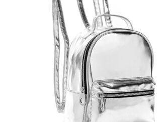 Mini Mochila Skora De Noche Pink Ny 21x26x11cm Metalizado Plateado Liso Metalizado