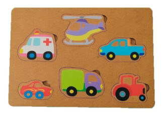 Juego Encastre Simple Madera Vehículos Didácticos Puzzle Es-auto