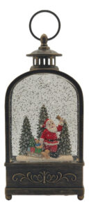 Farol Papá Noel En Bosque 11 X 26 Cm Con Led Alparamis Color Negro