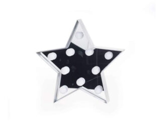 Luz Led Espejo Estrella Plateada A Pila 23cm Decoración