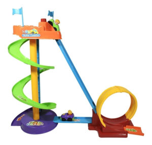 Pista Rampa Lanza Autos Looping Infantil 69cm Juego Juguete Turquesa