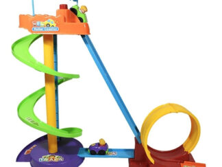 Pista Rampa Lanza Autos Looping Infantil 69cm Juego Juguete Turquesa