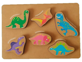 Juego Encastre Con Volumen De Madera Dinosaurios Didácticos Madera