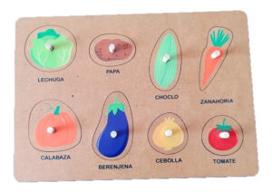 Juego Encastre Madera Volumen Didácticos Infantil Niños Color Verduras