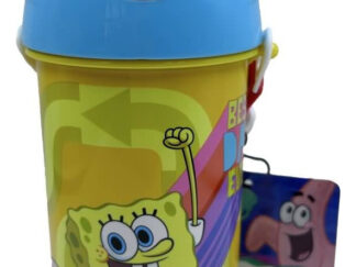 Botella Infantil Escolar Bob Esponja Con Correa Color Amarillo