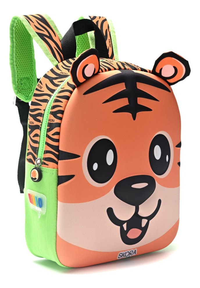 Mochila Infantil De Espalda 12 Pulgadas Tigre Dai 3d Skora Naranja - Imagen 4