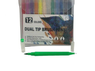 Set 12 Marcadores Doble Punta Fina 0,4mm Y Pincel Dibujo