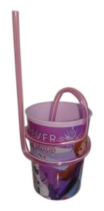 Vaso Plástico Con Sorbete Serpentina Frozen Disney Botella