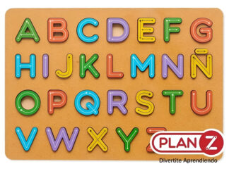 Juego Didactico Encastre Madera Abecedario Letras Puzzle Abc Marrón Claro