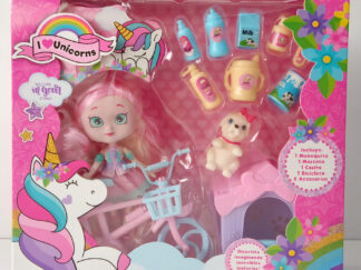 Muñeca De Pelo Largo Con Bicicleta Juguete Kreker Doll Juego