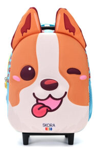 Mochila Infantil Con Carro 12 Pulgadas Perro Jardín 3d Skora Celeste 3d