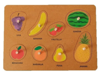 Juego Encastre Madera Con Agarre Ayuda Frutas Puzzle Plan Z Frutas