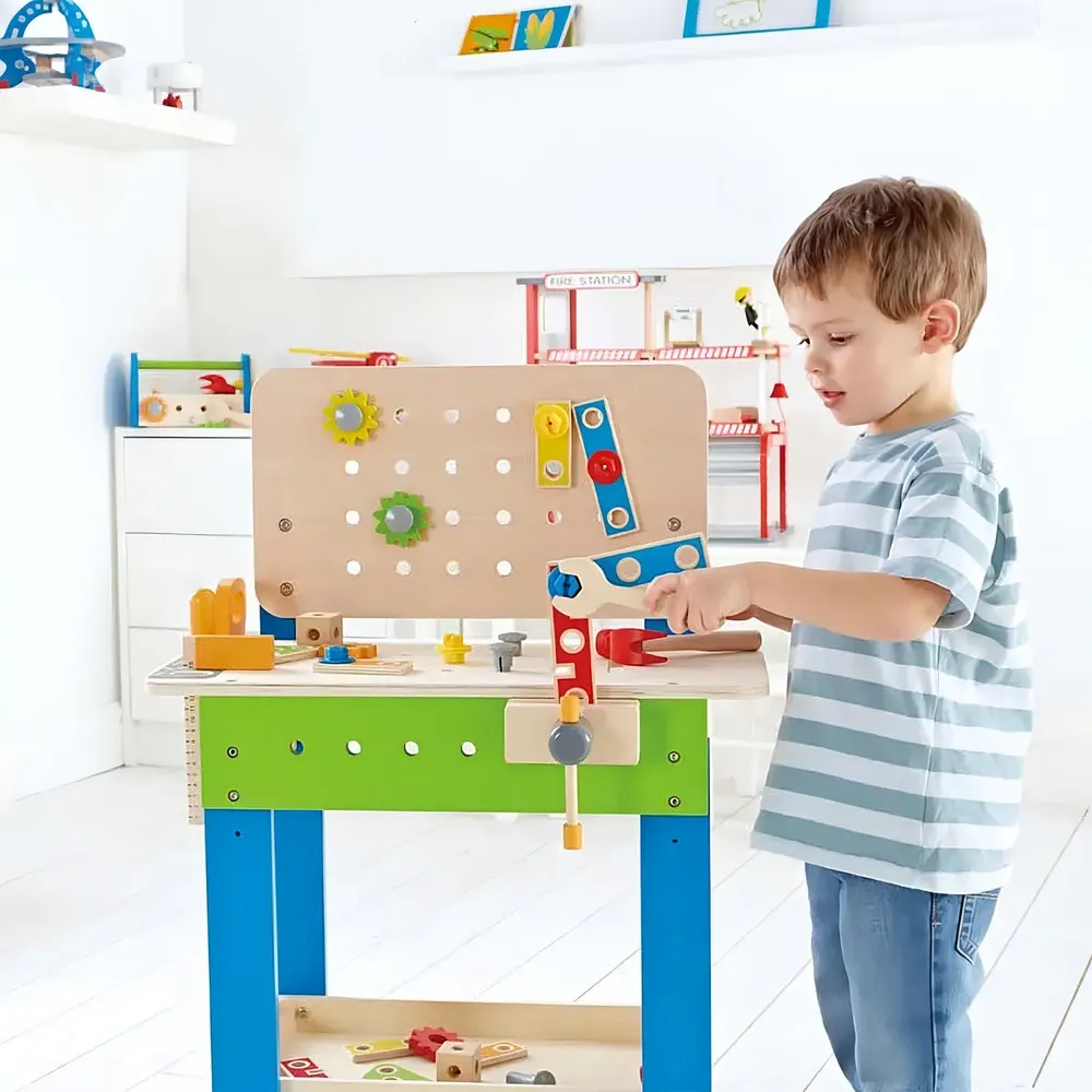 Banco Carpintero Trabajo Con Herramientas Madera Hape Juego - Imagen 3