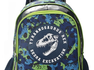 Mochila Escolar Con Carro 18 Pulgadas Dino T-rex 45cm Skora