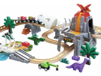 Pista Tren Juguete Hape Set Aventura Dinosaurios Juego Vías
