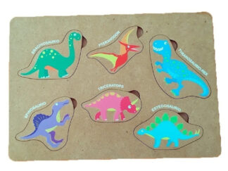 Juego Encastre Simple Madera Dinosaurios Didácticos Puzzle Es-dino