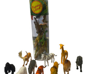 Set Tubo Animales De Selva Salvajes X12 Unidades Juguete 7cm