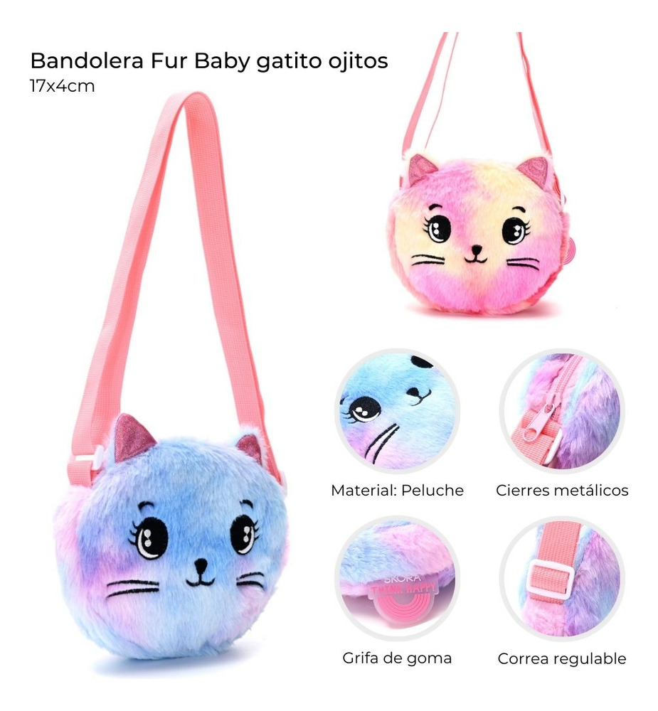 Bandolera Infantil Peluche Gatito Skora Gato 17x4cm Cartera - Imagen 12