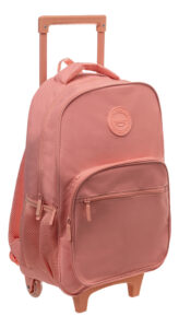 Mochila Carro 3 Ruedas Talbot Kart 43cm 17 Pulgadas Escolar Color Durazno Diseño De La Tela Liso