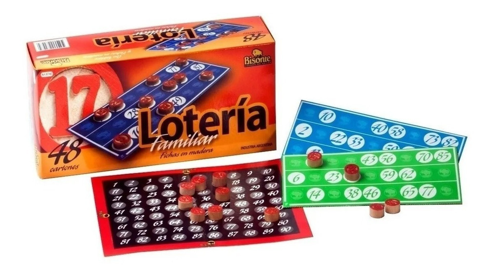 Loteria De Lujo Juego Familiar 48 Cartones Bingo Bisonte - Imagen 2