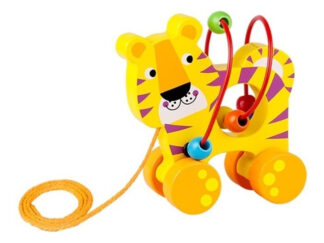 Arrastre Didáctico Con Prono Tigre Madera Tooky Toy Juguete