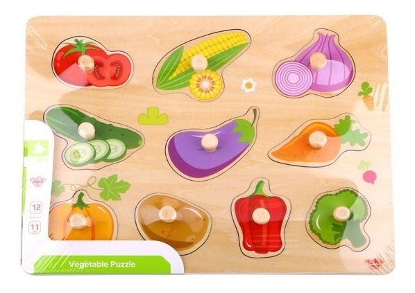 Puzzle Rompecabezas De Verduras Didáctico Madera Tooky Toy - Imagen 4