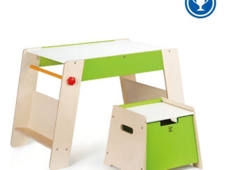 Mesa Y Banco Didácticos Infantil Madera Hape Arte Juego Color Blanco