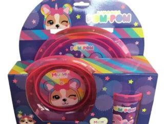 Set Infantil Plato Bowl Vaso Simones Rosa