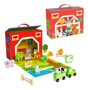 Valija Animales De Granja 17 Piezas Tooky Toy Juego Juguete