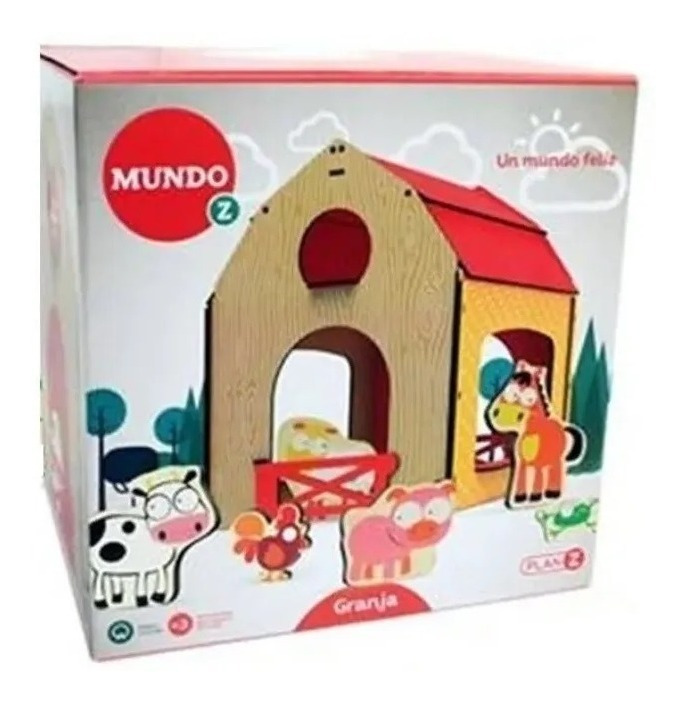 Granja De Madera Con Animales Juego Didactico Juguete Plan Z Amarillo Y Rojo - Imagen 5