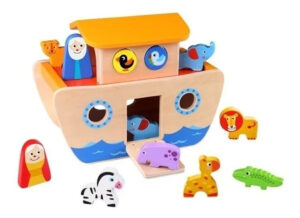 Arca De Noe Con Animales De Madera Tooky Toy Juego Juguete Multicolor