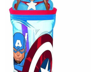 Vaso Infantil Capitán América Estatuilla Avengers Con Pajita Sp816