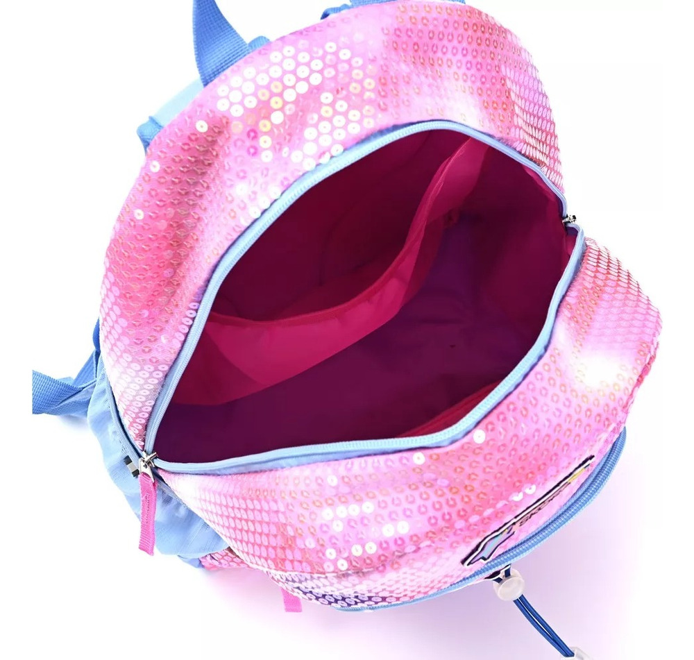 Mochila Escolar Skora Con Lentejuelas Degradé Y Portanotebook De 16 Para Niñas Rosa Liso - Imagen 4