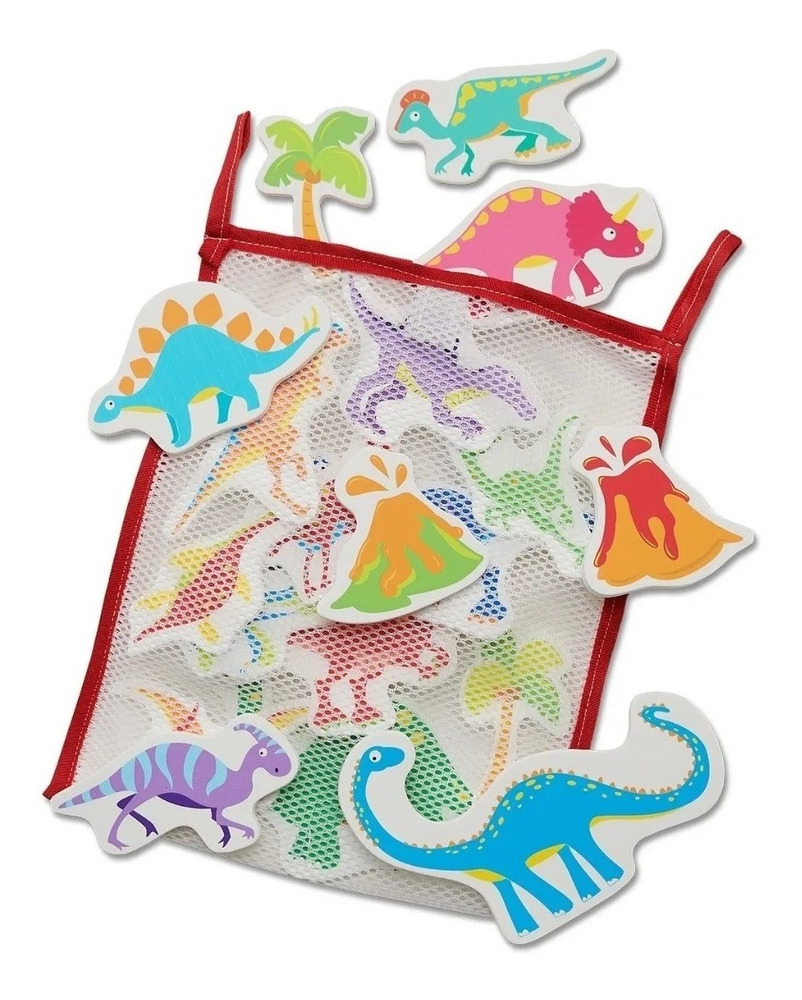 Dinosaurios Al Agua Figuras Goma Eva Con Bolsa Baño Juguete