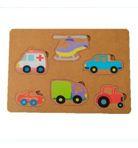 Juego Encastre Simple Madera Vehículos Didácticos Puzzle Es-auto