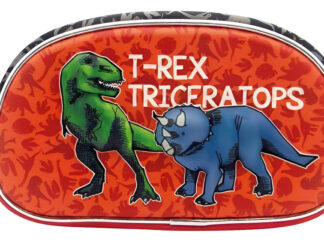 Cartuchera Mundo Dino 2 Cierres Dinosaurios T-rex Triceratop Rojo Di026