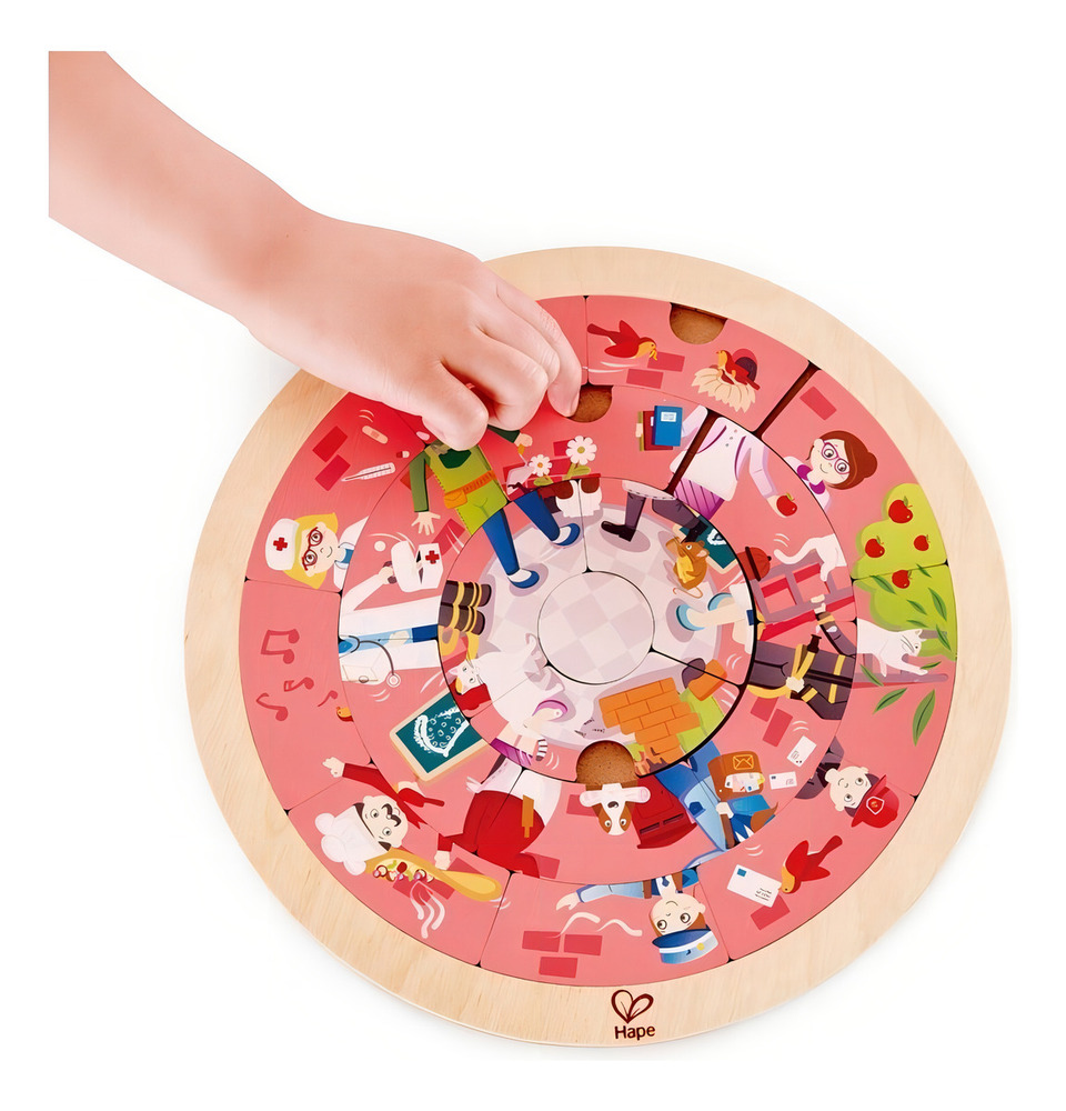 Puzzle Los Trabajos Juego Didáctico Madera Rompecabezas Hape - Imagen 4
