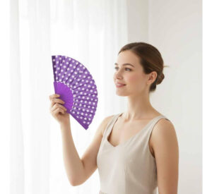 Abanico De Mano Plegable Con Lunares