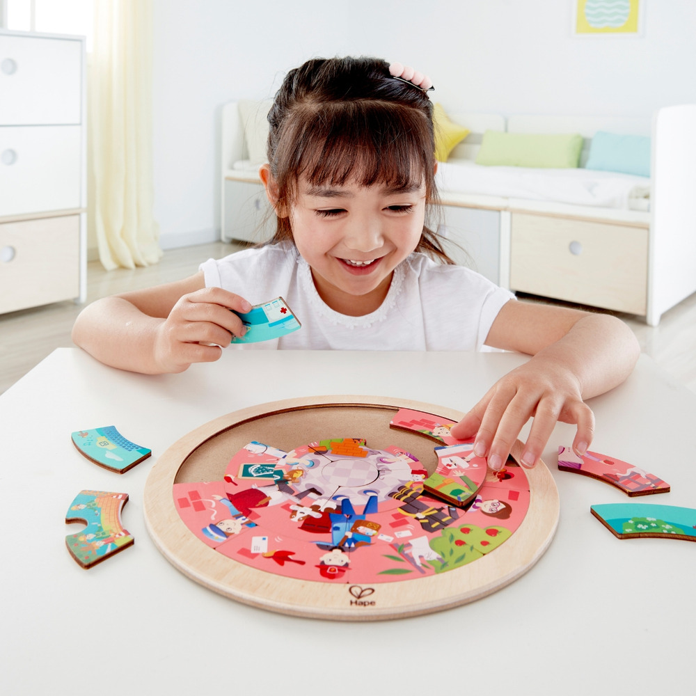 Puzzle Los Trabajos Juego Didáctico Madera Rompecabezas Hape - Imagen 7